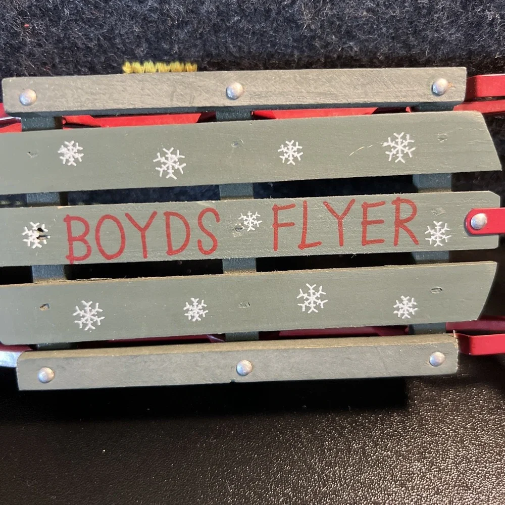 Boyds Bears Flyer Classic Sled Christmas‎ Ornament Wood Metal Vintage 1999